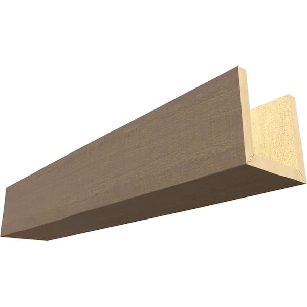 Ekena Millwork Endurathane 8 in. H x 10 in. W x 14 ft. L Rough Cedar Rustic Taupe Faux Wood Beam
