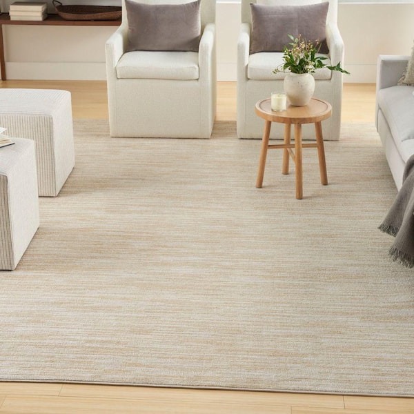 Essentials 8 ft. x 10 ft. Ivory Gold Abstract Contemporary Indoor/Outdoor Area Rug