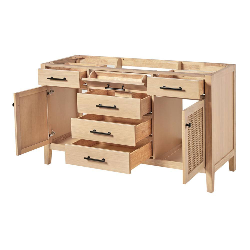 Camila 60" Light Brown Oak Freestanding Vanity Base