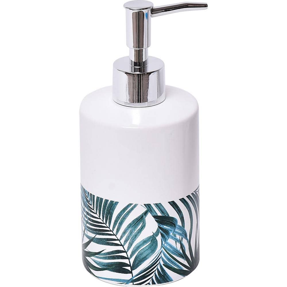 Tropical Palm Leaves Ceramic Soap and Lotion Dispenser