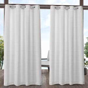 Aztec White Solid Light Filtering Grommet Top Indoor/Outdoor Curtain, 54 in. W x 96 in. L (Set of 2)