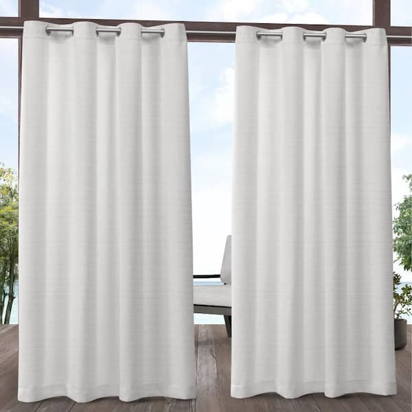 EXCLUSIVE HOME Aztec White Solid Light Filtering Grommet Top Indoor/Outdoor Curtain, 54 in. W x 96 in. L (Set of 2)