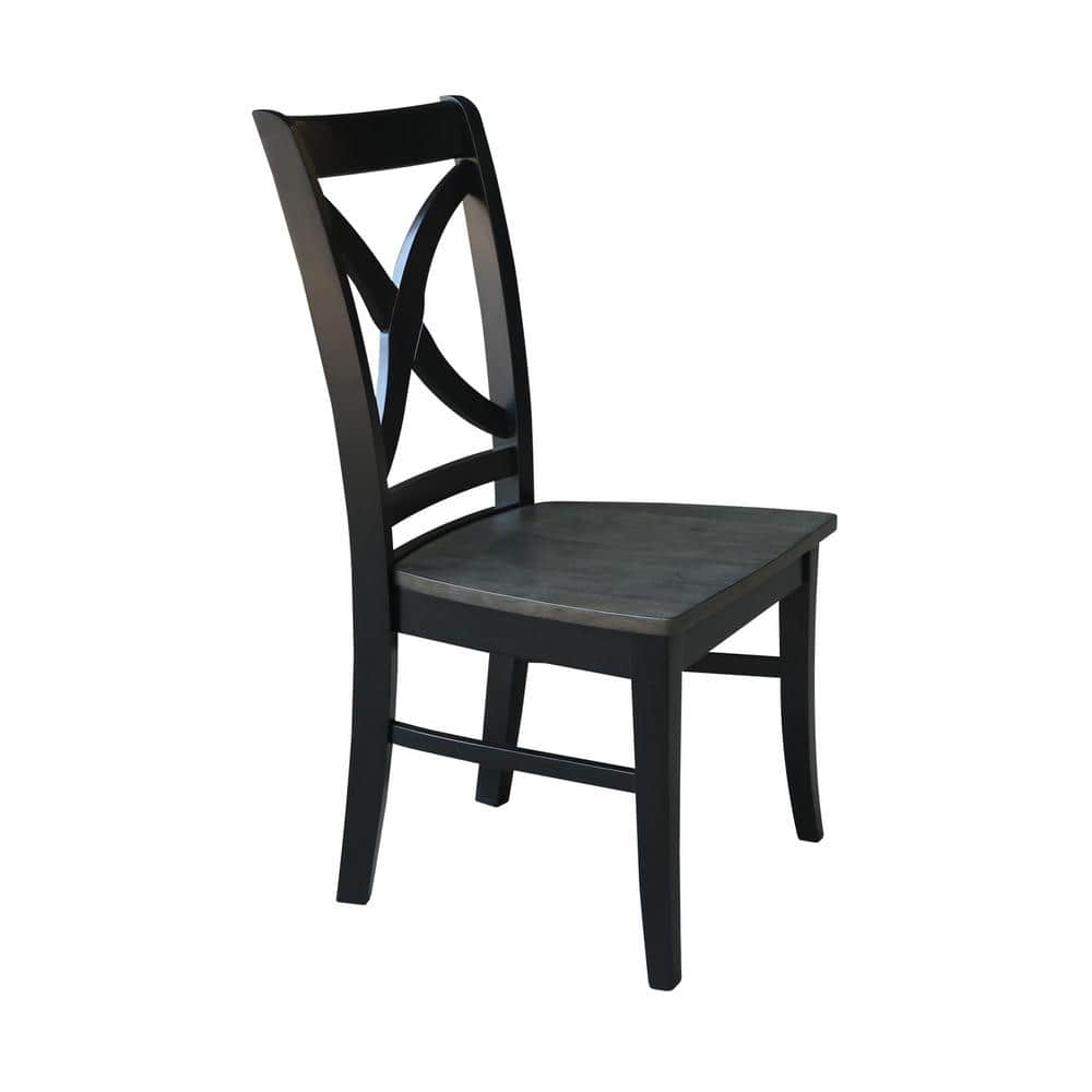 Black High Cross Back Solid Wood Dining Chair