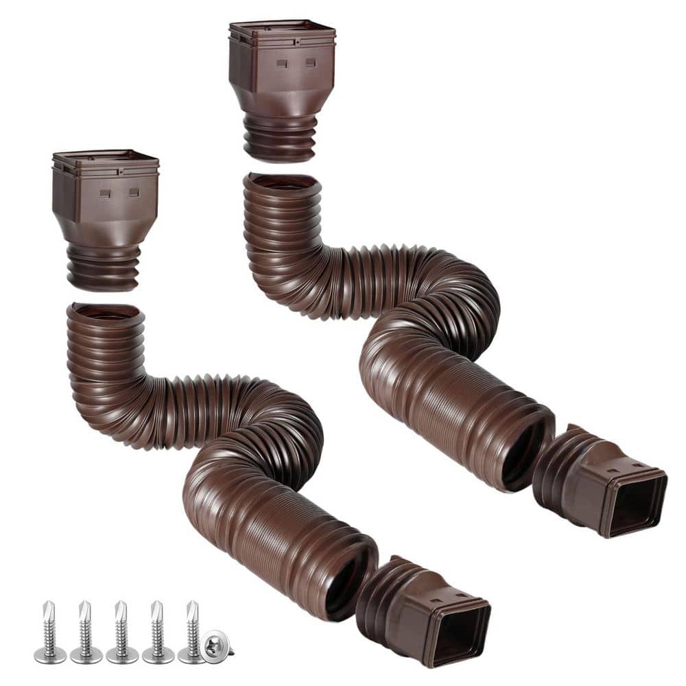 2 Pack Brown Rain Gutter Downspout Extensions Flexible, Drain Downspout Extender, Extendable from 21 in. to 68 in. price history on PriceWatchPro