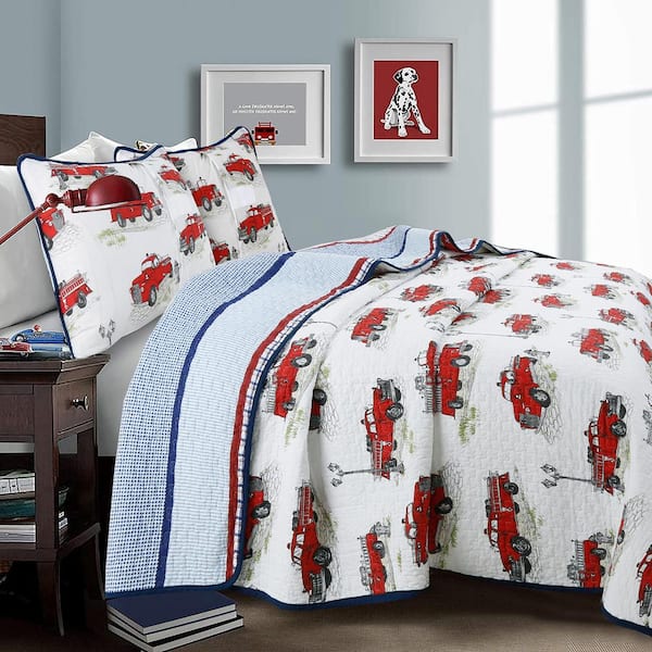 White Cotton Twin Quilt Bedding Set, Red White And Blue Bed Comforter