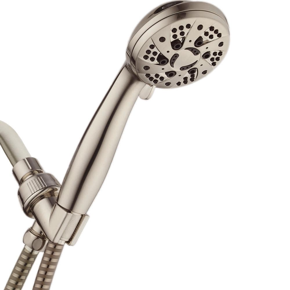 6-Spray 4 in. Single Wall Mount Body spray Handheld Shower Head in Brushed 