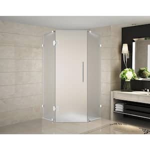 Neoscape 34 in. x 34 in. 72 in. Completely Frameless Hinged Neo-Angle Shower Enclosure with Frosted Glass in Chrome