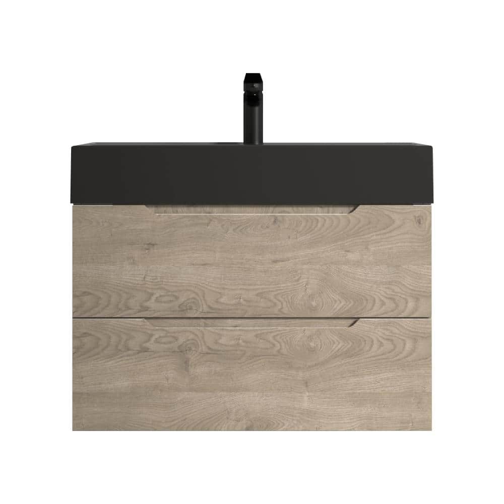 32 in. Single Evita Oak Floating Vanity with Black Resin Stone Top, 2-Drawers price history on PriceWatchPro