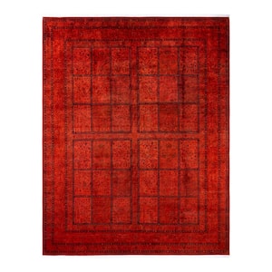 One-of-a-Kind Contemporary Orange 9 ft. x 12 ft. Hand Knotted Overdyed Area Rug