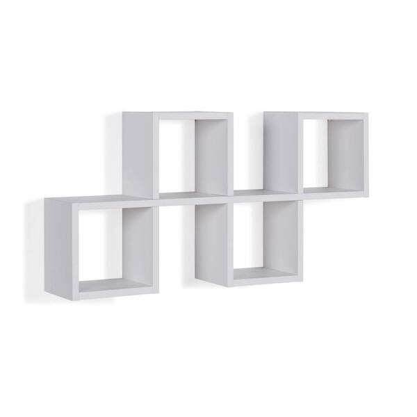 Irregular White MDF Floating Wall Shelf Handmade, Cubby Organizer on Wall