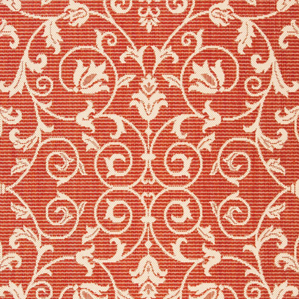 Burnt Orange Baroque Print Rectangular Outdoor Area Rug