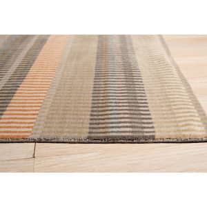 8 ft. x 10 ft. Beige Elegant and Durable Hand Knotted Wool Luxurious Modern Stripe Premium Rectangle Indoor Area Rugs