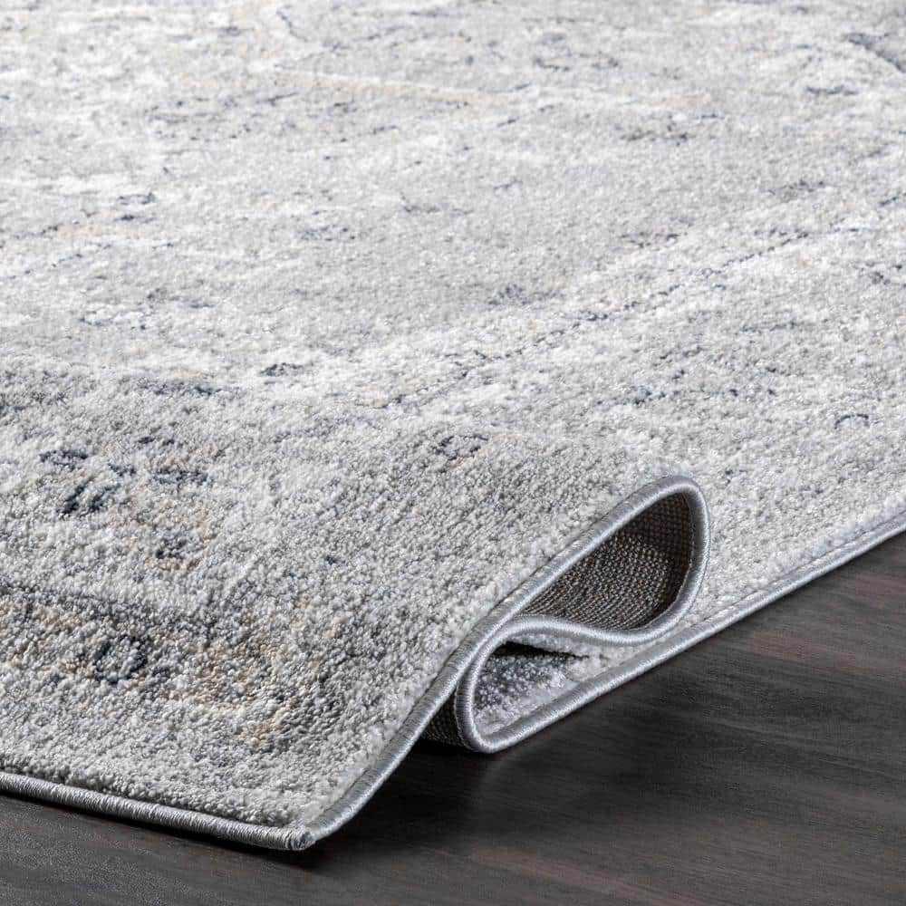 Gena Light Gray 9' x 12' Synthetic Medallion Area Rug