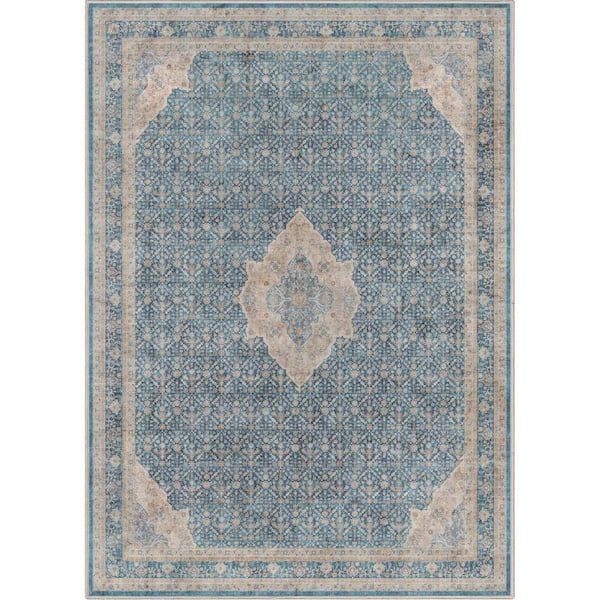 Well Woven Blue 5 ft. 3 in. x 7 ft. 3 in. Asha Lilith Vintage Persian Oriental Area Rug