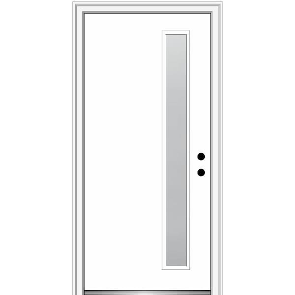 MMI DOOR 32 in. x 80 in. Viola Left-Hand Inswing 1-Lite Frosted Modern Painted Steel Prehung Front Door on 4-9/16 in. Frame