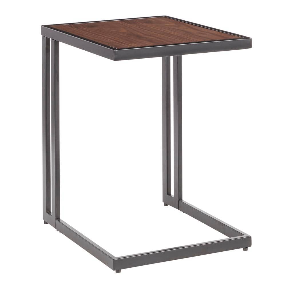 LumiSource Side Table in Walnut and Black 