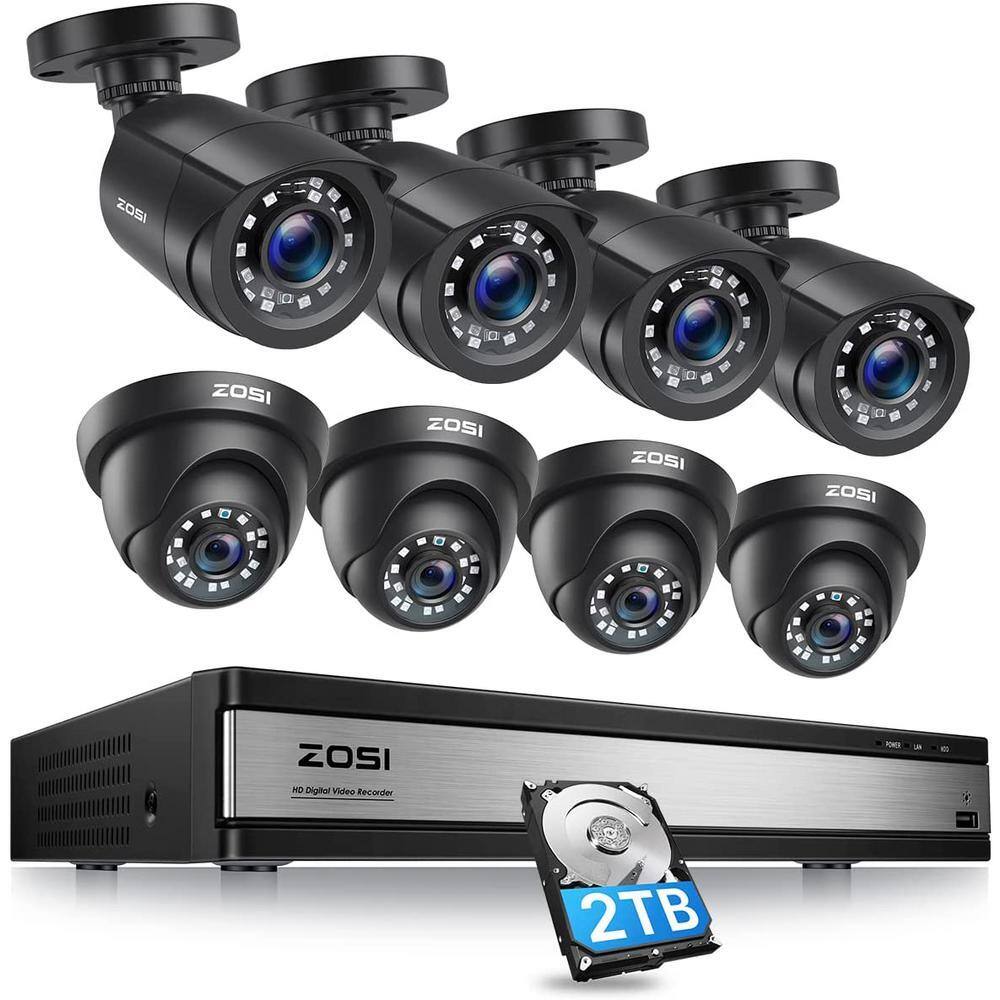 16-Channel 1080p 2TB DVR Security Camera System with 8 Wired Bullet Cameras