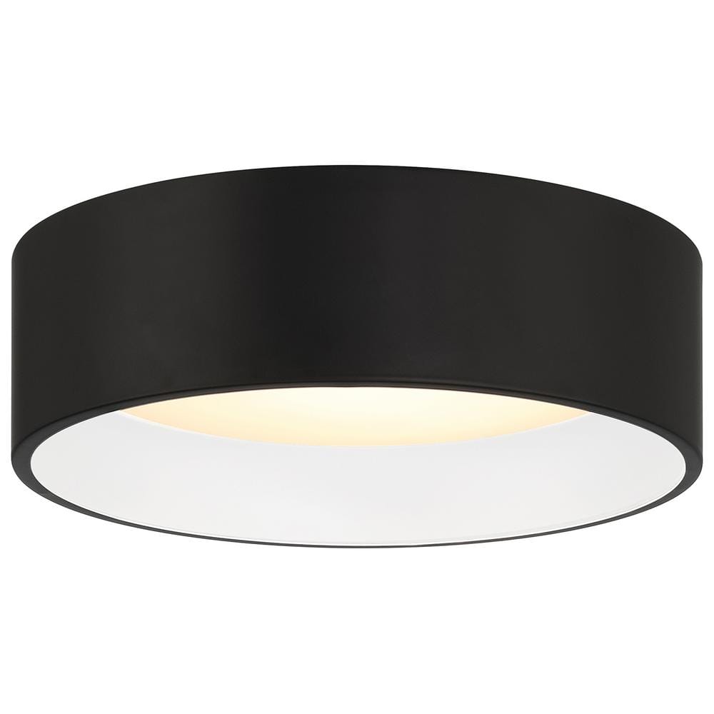 Cody 13 in. 25-Watt Matte Black Integrated LED Flush Mount with White Acryl