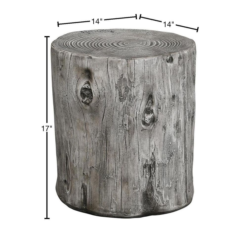 Rustic Weathered Gray Round Fir Wood & Metal End Table
