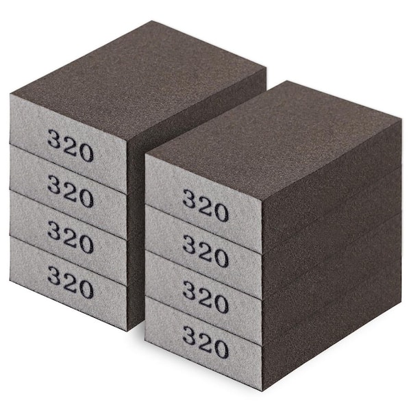 8-Pack 320 Grit Sandpaper Block, High-Density Sponge Sanding Sponge for Wood, Metal, Drywall, Washable and Reusable