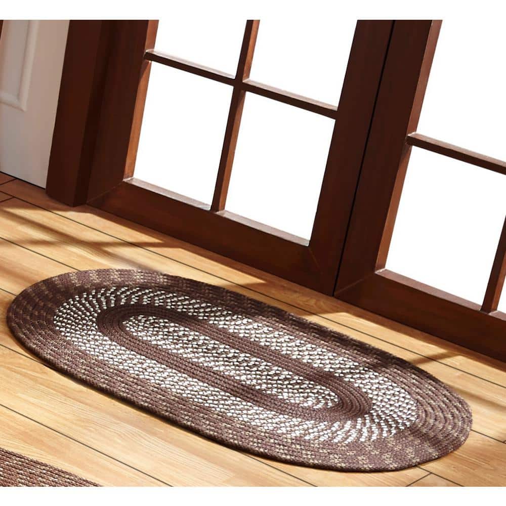 Newport Classic Brown Oval Braided Reversible Rug 22" x 40"