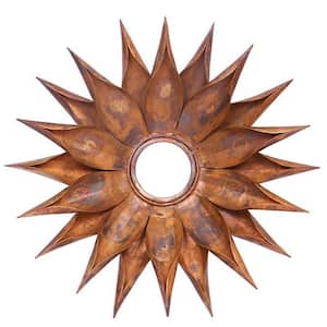 16.3 in. W x 16 in. H Vintage Copper Sunburst Metal Frame Wall Mounted Accent Mirror