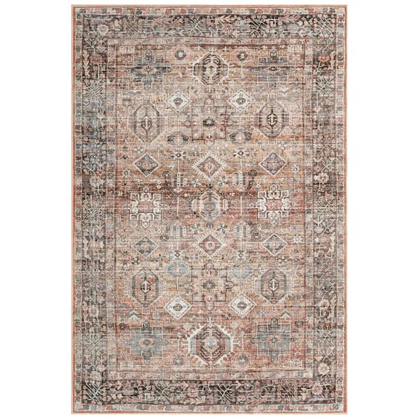 Everwash Callaghan Eve Warm Rust 5 ft. x 7 ft. Medallion Machine Washable Area Rug