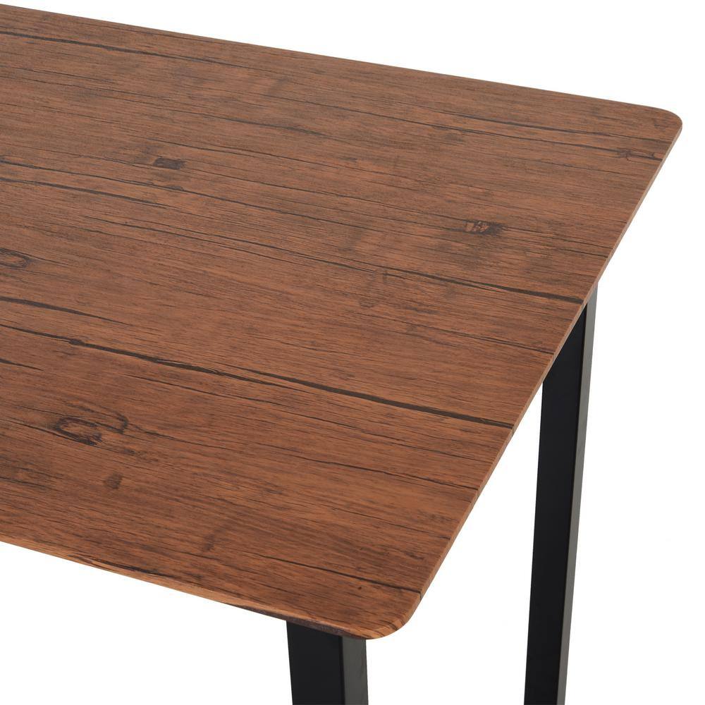Industrial 5-Piece Dining Set with Dark Walnut MDF and Steel