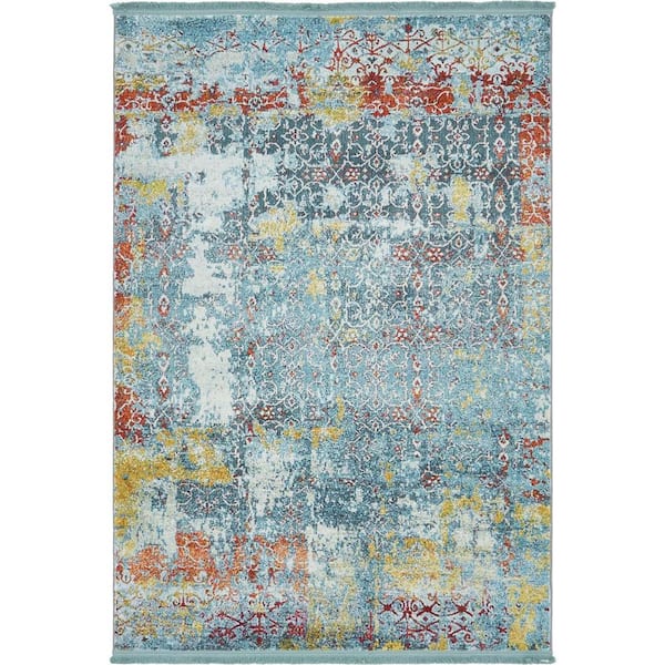 Unique Loom Baracoa Alamar Teal 4' 3 x 6' 0 Area Rug