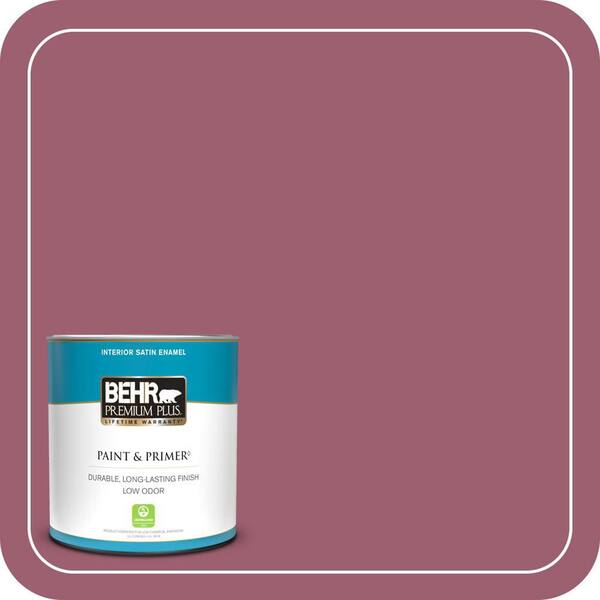 BEHR PREMIUM PLUS 1 qt. #M130-6 Tropical Hibiscus Satin Enamel Low Odor Interior Paint & Primer