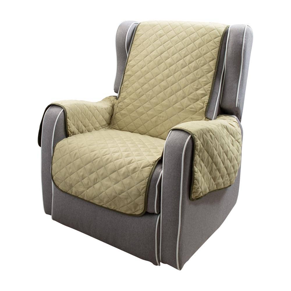 Sage Green Quilted Reversible Polyester Recliner Chair Cover