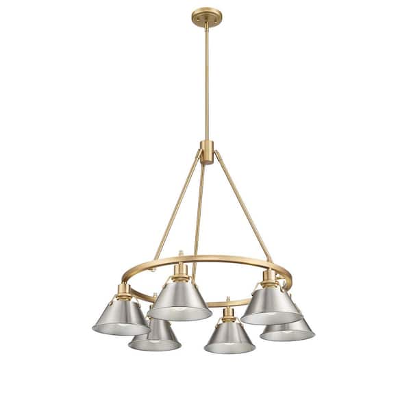 Golden Lighting Orwell 6-Light Brushed Champagne Bronze and Pewter Chandelier