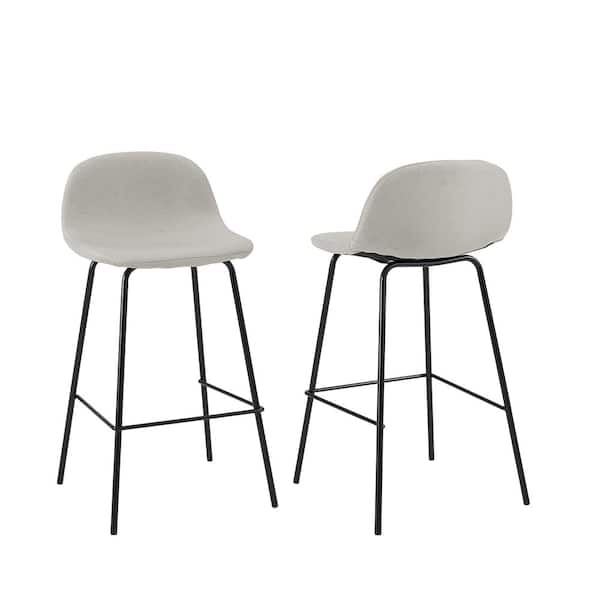 CROSLEY FURNITURE Riley 33.5 in. Oatmeal Low Back Metal Frame Counter Height Bar Stool (Set of 2)