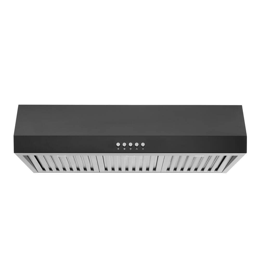 Sarela 30 in. W x 7 in. H 500CFM Convertible Under Cabinet Range Hood in Black with LED Lights and Filter