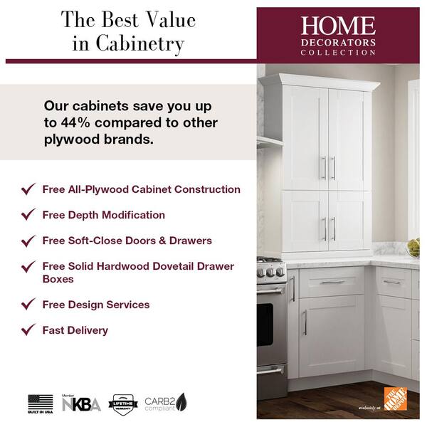 Home Decorators Collection - Washington 12 in. W x 24 in. D x 34.5 in. H Assembled Plywood Base Drawer Kitchen Cabinet in Oak with Soft Close