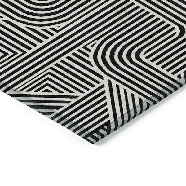 Chantille Machine Washable Indoor/Outdoor Abstract ACN917 Black 8 ft. x 8 ft. Area Rug