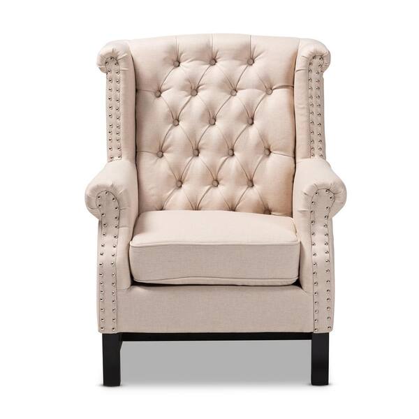 Baxton Studio Charrette Beige Fabric Accent Chair