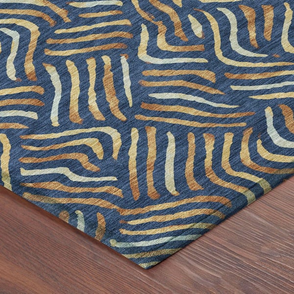 Chantille Machine Washable Indoor/Outdoor Abstract ACN2474 Navy 2 ft. x 3 ft. Accent Rug