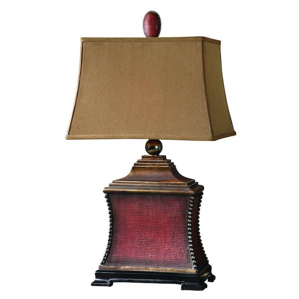 Global Direct 33 in. Red Woven Table Lamp