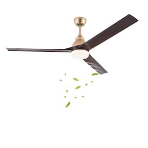 42 in. Gold and Dark Brown Modern Indoor Ceiling Fan with 3-Color Integrated LED and Reversible Motor, Remote Included
