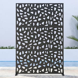 72 in. H x 47 in. W Outdoor Metal Privacy Screen Garden Fence Irregular Pattern Wall Applique in Black