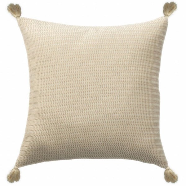 HomeRoots Beige Striped Polyester 18 in. x 18 in. Throw Pillow