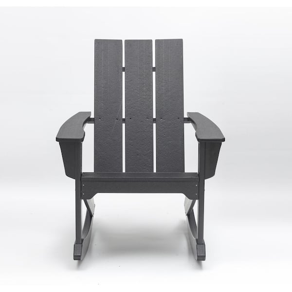 TIRAMISUBEST Black Rocking HDPE Plastic Adirondack Chair