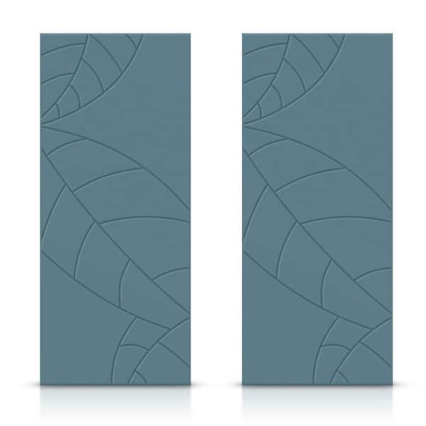 CALHOME 48 in. x 80 in. Hollow Core Dignity Blue Stained Composite MDF Interior Double Closet Sliding Doors