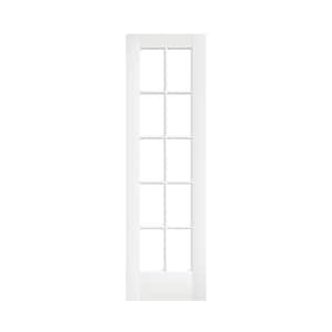 24 in. x 80 in. 10-Lite Clear Glass True Divided White Finished Solid Core Wood French Interior Door Slab