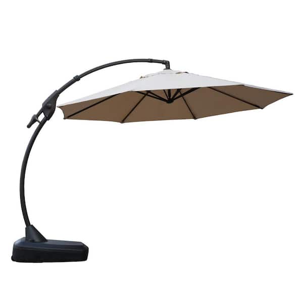 Boyel Living 11 ft. Cantilever Patio Umbrella Fade Resistant and UV Protected with Base in Beige