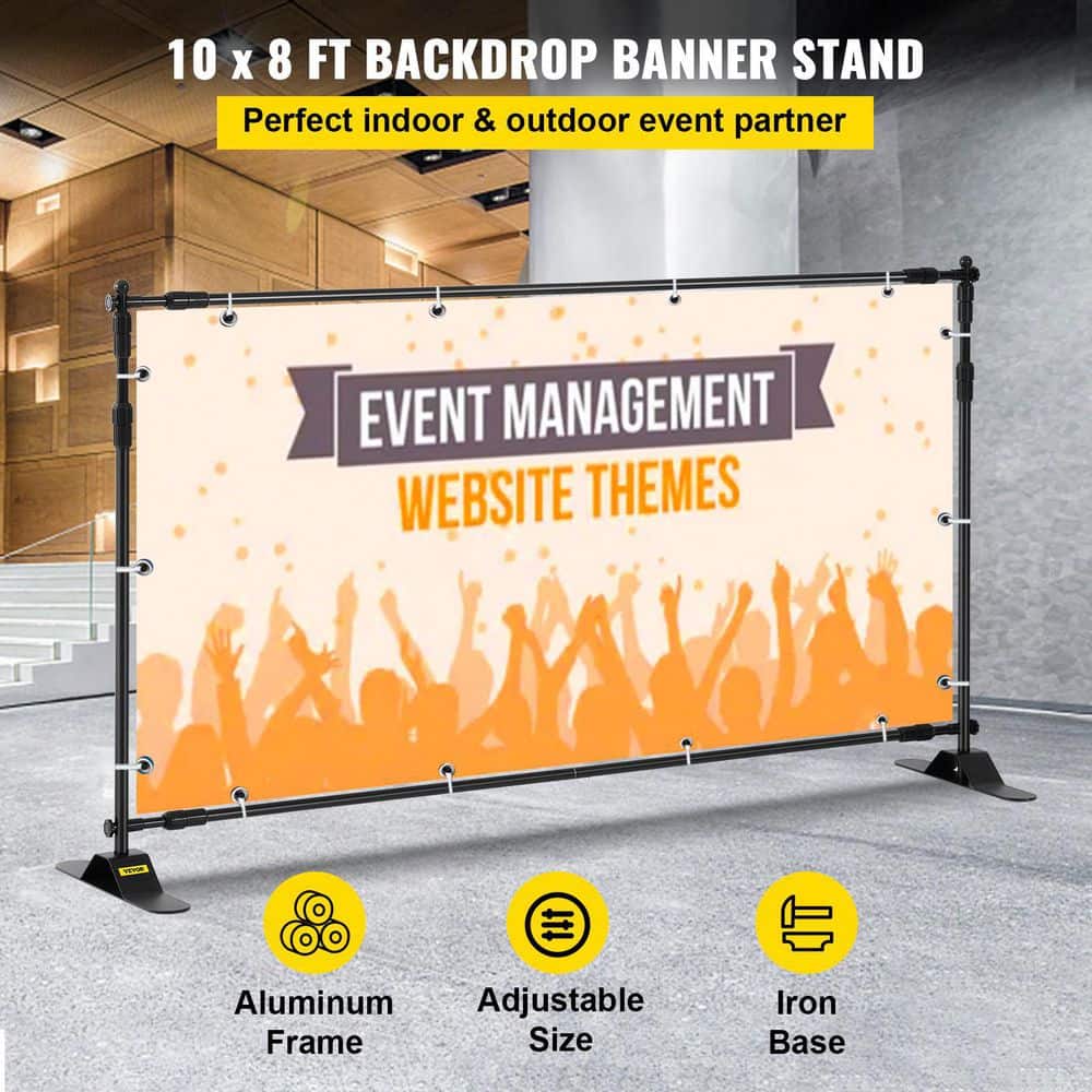 Adjustable Black Aluminum Backdrop Banner Stand with Carrying Bag