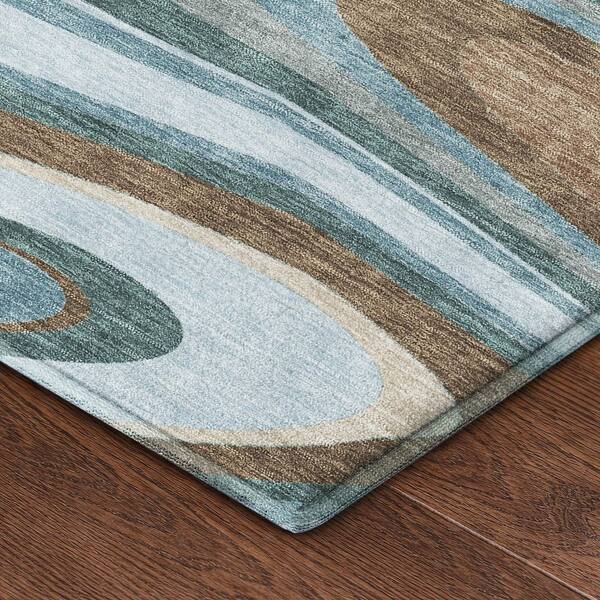 Mayfield Premium Machine Washable Abstract AMF2494 Teal 2 ft. x 3 ft. Accent Rug