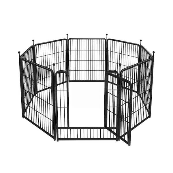 Laybus Black Steel 24 in. 8 Panels Dog Playpen for Yard, RV Camping, Puppy and Small Dogs