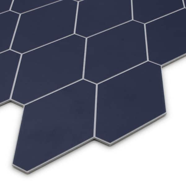 Navy Blue 11.3 in. x 11.1 in. Hexagon SPC Peel and Stick Backsplash Wall Tile (10-Pack)